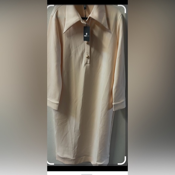 STYLEWE Cream Sheath Dress with Cuffed Long Sleeves - Picture 3 of 3